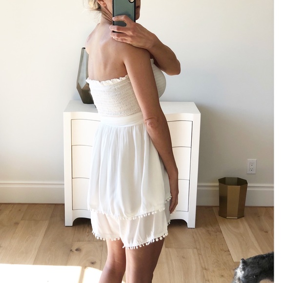 🟡 SALE! CANCUN White Strapless Babydoll Romper - Picture 4 of 6